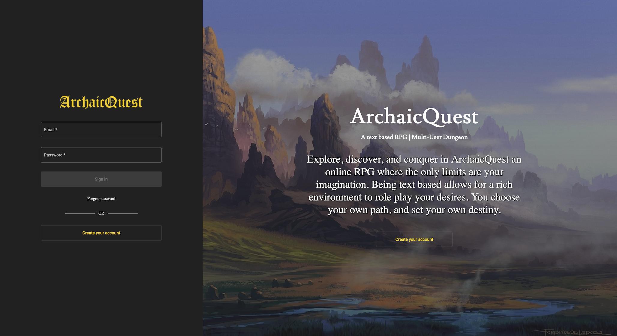 ArchaicQuest game client for Multi-User-Dungeon (MUD) game